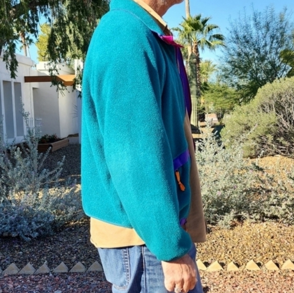 VINTAGE 90s WOOLRICH Nylon Fleece Jacket Mens M SIGMET GEAR Neon Windbreaker Y2K - Picture 2 of 15